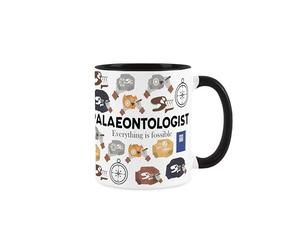 Palaeontologist Mug - Humourous Dinosaur Fossils Excavation Trades Funny Novelty Gift - Tea/Coffee Hot Drinks Black Ceramic Cup Present
