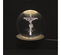Palais du Rosaire Christ on the Cross LED Ball Night Light Lamp Christian Worship Glass