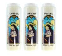 Palais du Rosaire Set of 3 Novenas of Saint Rita with Prayers - Novena Candle - Christian Worship in Vegetable Wax