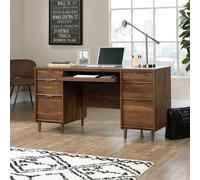 palais wooden computer desk in walnut with 6 drawers