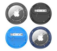 PALAMEDE Compatible with Holder Kids Airtag, Air Tags 4 Pack for Air Tag Kids Hidden Case, Waterproof Silicone Kid Air tag Holders Cover with Safety Pins Air Tags (Black/Gray/Blue/SkyBlue)