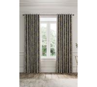 'Palampore Trail' Cotton Lined Curtains V & A Grey 167cm width x 183cm drop