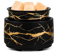 PALANCHY Wax Melt Burners Electric Black And Gold, Ceramic Oil Burner | 3-in-1 Wax Melts Warmer For Scented Wax, Essential Oil or Candle Jar. Black Wax Melt Burner, 10.3 x 8.8 cm, UK Plug, 240V