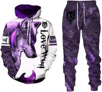 PALANK Mens wolf sports suit tracksuit sportswear men 3D animal wolf tracksuit sweatsuit long sleeve suit (wolf3,2XL)