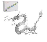 Palapozzy 3D Metal Mechanical Chinese Dragon Model Kit Puzzle, DIY Assembly Oriental Mythological Creatures, Ornament Gifts for Boys or Girls (100Pcs+/Silver)