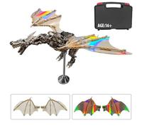 Palapozzy 3D Metal Puzzle for Adults Mechanical Dragon Model, DIY Assembly Animal Kit Puzzle with Stainless Steel Bracket, Home Decoration Sets Gifts (600CS)