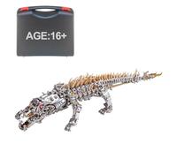 Palapozzy 3D Metal Sleeping Crocodile Model Assembly Kit Puzzle, 3D DIY Metal Biomimetic Animal Puzzles, Challenging Gift for Boys or Girls (1500+PCS/Bronze)