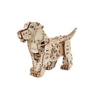 Palapozzy 3D Wooden Puzzle Toy Puppy Model Kit, Wooden Puppy Can Be Wound Up to Walk and Its Tail Can Swing, Creative Christmas and Birthday Gifts (220PCS)