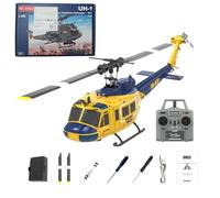 Palapozzy C032 1/48 Scale UH-1 Huey RC Helicopter for Adults with Optical Flow Positioning, 2.4G 6CH Flybarless Helicopter Model for Adults (RTF Yellow Blue)