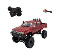 Palapozzy WPL C64-1 1/16 Scale RC Off-Road Car, 2.4G 4WD Mini Remote Control Crawler Cars with Two Batteries, RC Pickup Car Toy Gifts for Adults (Red)
