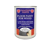 Palatine PaintsProtected By Performance Floor Paint for Wood - Solid Satin Finish, Interior and Exterior, Hard Wearing (White, 1 Litre)