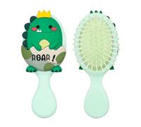 PALAY® Hair Brush for Kids Cartoon Dinosaur Toddler Paddle Hair Brush Kids Comb Mini Hair Brush with Soft Bristle and Air Cushion Hair Brush for Girls, Boys, Women - Green