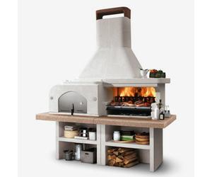 Palazzetti Gargano 3 Masonry Barbecue With Wood Fired Oven And Grey Worktop