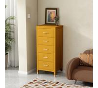 Palazzi 5 Drawer Mustard Narrow Chest of Drawers - Yellow - Wilko