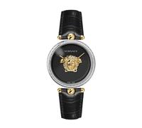 Versace Palazzo Empire Collection Luxury Ladies Watch with a Black Strap with Two-Tone Case and Black Dial, Two-Tone OS, Palazzo Empire, Two-Tone, OS, Palazzo Empire