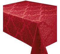 Palazzo Damask Chateau (Red-Burgundy) Christmas Rectangular Tablecloth Ideal For 8-10 Place Settings (70x108in-178x274cm Approx)
