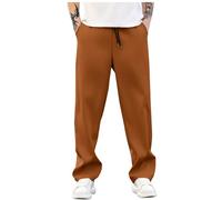 Palazzo Men's Sports Pants, Elastic Waist Solid Color Straight Casual Loose Fit Comfortable Fit Streetwear Chic Simple Everyday Autumn Pants