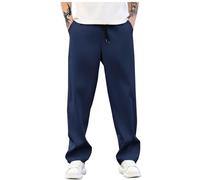 Palazzo Men's Sports Trousers, Elastic Waist Trousers, Solid Colour, Straight, Casual, Loose, Comfortable, Fitted, Streetwear, Chic, Simple Everyday Autumn Pants