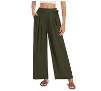 Palazzo Pants Women Elastic Waist Cotton Linen Pants Large Size Solid Color Loose Wide Leg Pants Fluid Summer Lightweight Versatile Beach Holiday Office Daily Pants