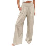 Palazzo Women's Elegant Long Linen Trousers Lightweight Comfortable Casual