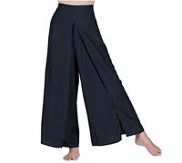 Palazzp Pants for Women Plus Size Cotton Linen Flowy Wrap Around Trousers Elastic High Waist Tummy Control Trousers Solid Ladies Summer Lounge Pants Loose Yoga Dance Bottoms