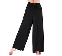 Palazzp Pants for Women Plus Size Cotton Linen Flowy Wrap Around Trousers Elastic High Waist Tummy Control Trousers Solid Ladies Summer Lounge Pants Loose Yoga Dance Bottoms