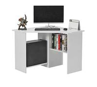 PALDIN Corner Home Office Desk, L-Shaped Computer Workstation PC Laptop Table Gaming Desk for Home and Office Small Space with shelves, W90*D90*H74CM (White)