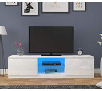 PALDIN LED TV CABINETS, TV Unit Cabinet Stand with RGB LED Lights Modern tv Cabinet Matt body and High gloss doors with Dual Sideboards Cabinet Storage for Living Room (160CM)