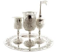 Paldinox 4 Piece Silver Havdalah Set for Shabbat, Jerusalem Design