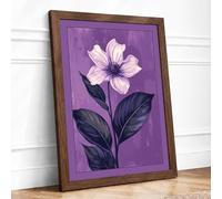Pale Bloom Botanical Framed Wall Art Print A4 (29.7×21cm) Walnut, Wall Decor for Living Room, Bedroom, Office & Home, Ready to Hang, Art Gift