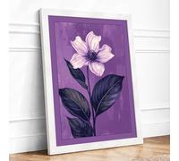 Pale Bloom Botanical Framed Wall Art Print A4 (29.7×21cm) White, Wall Decor for Living Room, Bedroom, Office & Home, Ready to Hang, Art Gift