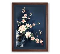 Pale Bloom Cascade Botanical Framed Wall Art Print A1 (84.1×59.4cm) Walnut, Wall Decor for Living Room, Bedroom, Office & Home, Ready to Hang, Art Gift