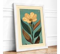 Pale Bloom in Teal Botanical Framed Wall Art Print A3 (42×29.7cm) White, Wall Decor for Living Room, Bedroom, Office & Home, Ready to Hang, Art Gift
