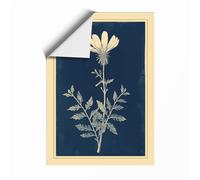 Pale Bloom on Navy Botanical Unframed Wall Art Print A2 (59.4×42cm), Wall Decor for Living Room, Bedroom, Office & Home, Art Gift