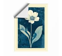 Pale Bloom on Teal Botanical Unframed Wall Art Print A1 (84.1×59.4cm), Wall Decor for Living Room, Bedroom, Office & Home, Art Gift