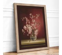 Pale Blooms in Glass Botanical Framed Wall Art Print A3 (42×29.7cm) Oak, Wall Decor for Living Room, Bedroom, Office & Home, Ready to Hang, Art Gift