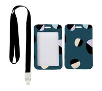 Pale Blue and Black Split Ovals ID Badge Holder with Black Lanyard, Nurse ID Badge Holder, Vertical Cards Protector for Men, Vertical Cards Protector for Women, Paramedic Accessories Teacher Stuff