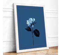 Pale Blue Bloom Botanical Framed Wall Art Print A3 White