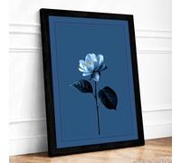 Pale Blue Bloom Botanical Framed Wall Art Print A4 (29.7×21cm) Black, Wall Decor for Living Room, Bedroom, Office & Home, Ready to Hang, Art Gift