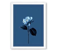 Pale Blue Bloom Botanical Framed Wall Art Print A4 (29.7×21cm) White, Wall Decor for Living Room, Bedroom, Office & Home, Ready to Hang, Art Gift
