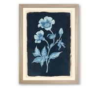 Pale Blue Botanical Framed Wall Art Print A4 (29.7×21cm) Oak, Wall Decor for Living Room, Bedroom, Office & Home, Ready to Hang, Art Gift