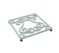 Pale Blue Cast Iron Trivet Elegant Swirl Design
