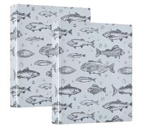 Pale Blue Fish 3 Ring Binders 1.5 Inch Clear View Three Ring Binders Versatile Binder Fits 200 Sheets 2 Pack