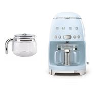 Smeg DCF02 Drip Filter Coffee Machine +DCG01 Glass Carafe Spare Jug Bundle - Pale Blue