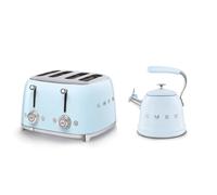 Smeg Wkf01, Tsf03 Stovetop Kettle & 4-Slice Toaster Set In Pale Blue Pale Blue