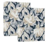 Pale Blue White Floral 3 Ring Binders 1.5 Inch Clear View Three Ring Binders Versatile Binder Fits 200 Sheets 2 Pack