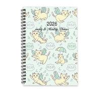 Pale Cats Journal 2026 A5 To Do List Notebook Diaries 2026 Mens Planner Journal Diary for Teaching Assistant Week To View Monthly Year Diary Planner with Dotted Line Note Page Slim