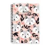 Pale Colour Foxes 2026 Planner Diary A5 To Do List Personal Diary 2026 Journals for Women Notebook for Teaching Assistant Week To View Monthly Year Planner with Dotted Line Note Page Slim