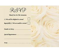 Pale Cream Ivory Roses Personalised Wedding or Party RSVP Cards