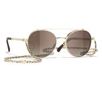 Pale Gold frame./Gradient Brown Polarised (clip on) with Clear blue-violet light filter lenses. / 53